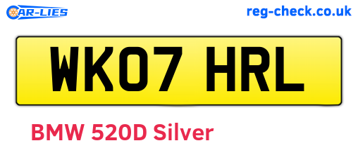 WK07HRL are the vehicle registration plates.
