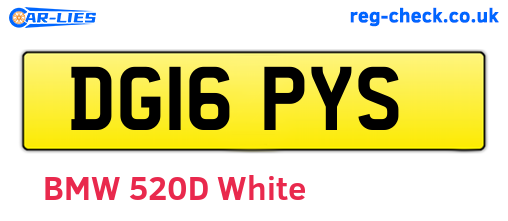 DG16PYS are the vehicle registration plates.