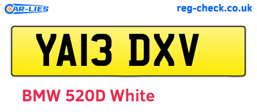 YA13DXV are the vehicle registration plates.
