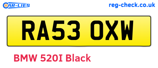 RA53OXW are the vehicle registration plates.