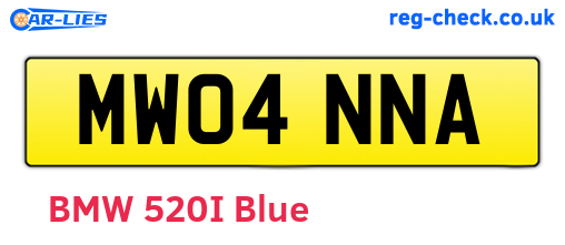 MW04NNA are the vehicle registration plates.