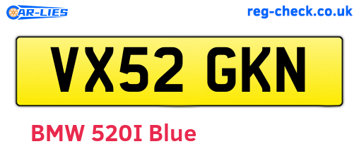 VX52GKN are the vehicle registration plates.