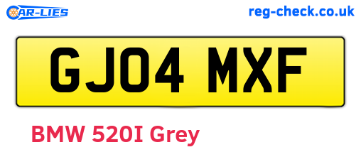 GJ04MXF are the vehicle registration plates.