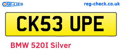 CK53UPE are the vehicle registration plates.