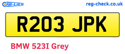 R203JPK are the vehicle registration plates.