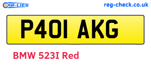P401AKG are the vehicle registration plates.