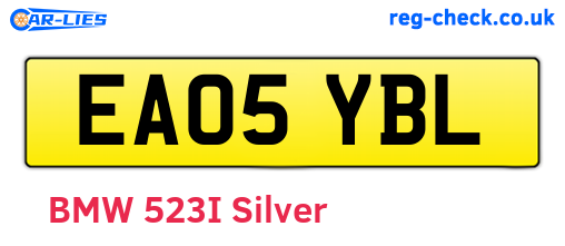 EA05YBL are the vehicle registration plates.