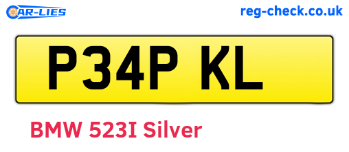 P34PKL are the vehicle registration plates.