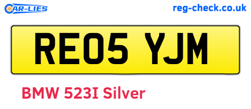 RE05YJM are the vehicle registration plates.