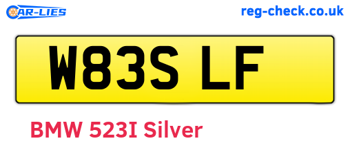 W83SLF are the vehicle registration plates.
