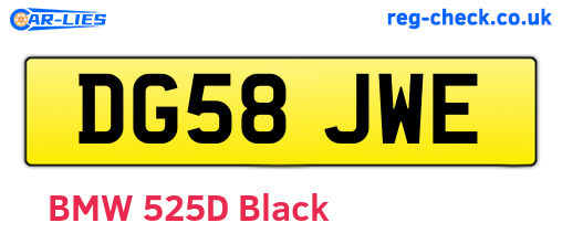 DG58JWE are the vehicle registration plates.