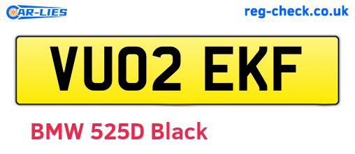 VU02EKF are the vehicle registration plates.