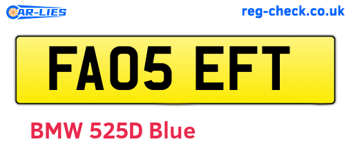 FA05EFT are the vehicle registration plates.