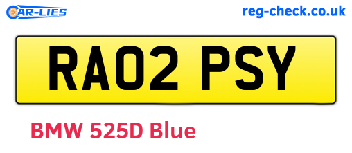 RA02PSY are the vehicle registration plates.
