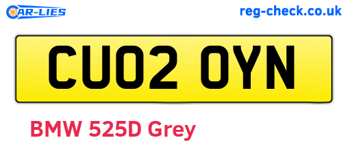 CU02OYN are the vehicle registration plates.