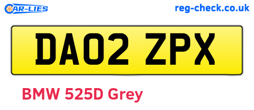 DA02ZPX are the vehicle registration plates.