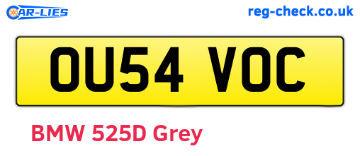 OU54VOC are the vehicle registration plates.