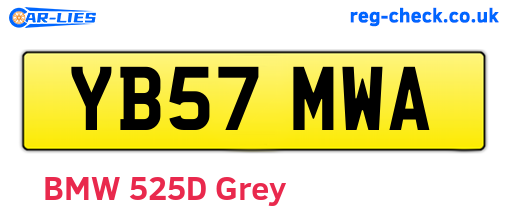 YB57MWA are the vehicle registration plates.