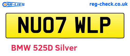 NU07WLP are the vehicle registration plates.