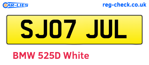 SJ07JUL are the vehicle registration plates.