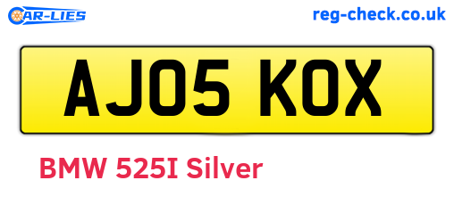 AJ05KOX are the vehicle registration plates.