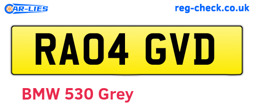 RA04GVD are the vehicle registration plates.