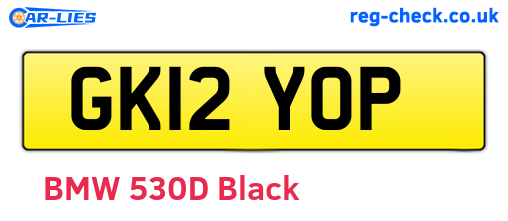GK12YOP are the vehicle registration plates.