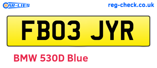 FB03JYR are the vehicle registration plates.