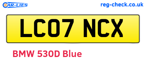 LC07NCX are the vehicle registration plates.