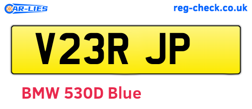V23RJP are the vehicle registration plates.