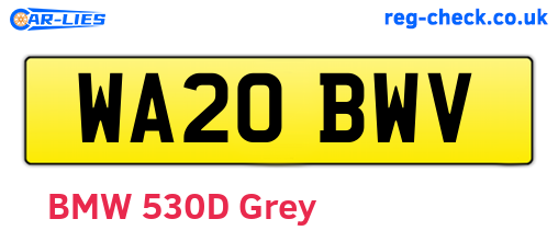 WA20BWV are the vehicle registration plates.