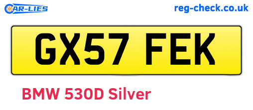 GX57FEK are the vehicle registration plates.