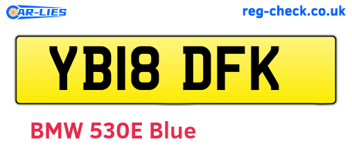 YB18DFK are the vehicle registration plates.