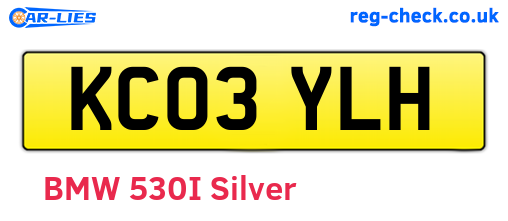KC03YLH are the vehicle registration plates.