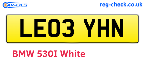 LE03YHN are the vehicle registration plates.