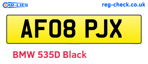 AF08PJX are the vehicle registration plates.