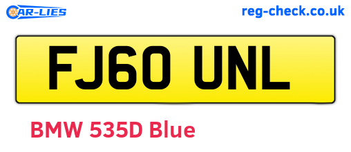 FJ60UNL are the vehicle registration plates.