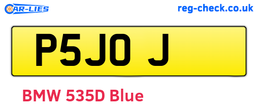 P5JOJ are the vehicle registration plates.