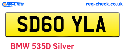 SD60YLA are the vehicle registration plates.