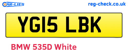 YG15LBK are the vehicle registration plates.