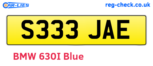 S333JAE are the vehicle registration plates.