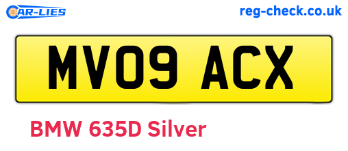 MV09ACX are the vehicle registration plates.