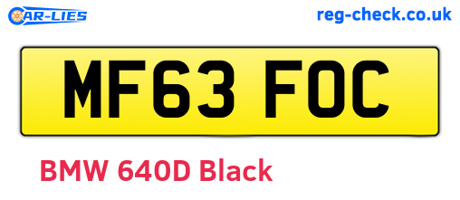 MF63FOC are the vehicle registration plates.