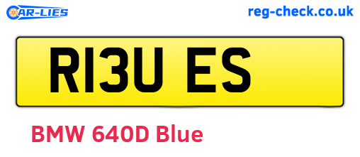 R13UES are the vehicle registration plates.