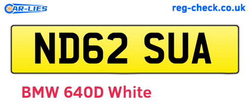 ND62SUA are the vehicle registration plates.