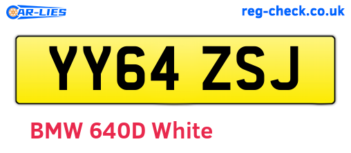 YY64ZSJ are the vehicle registration plates.