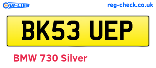 BK53UEP are the vehicle registration plates.