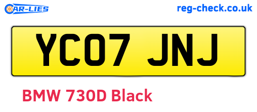 YC07JNJ are the vehicle registration plates.