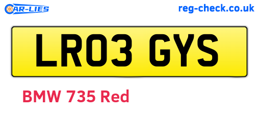 LR03GYS are the vehicle registration plates.