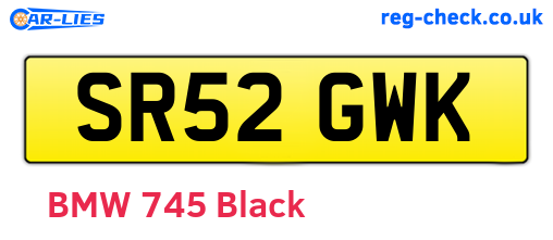 SR52GWK are the vehicle registration plates.